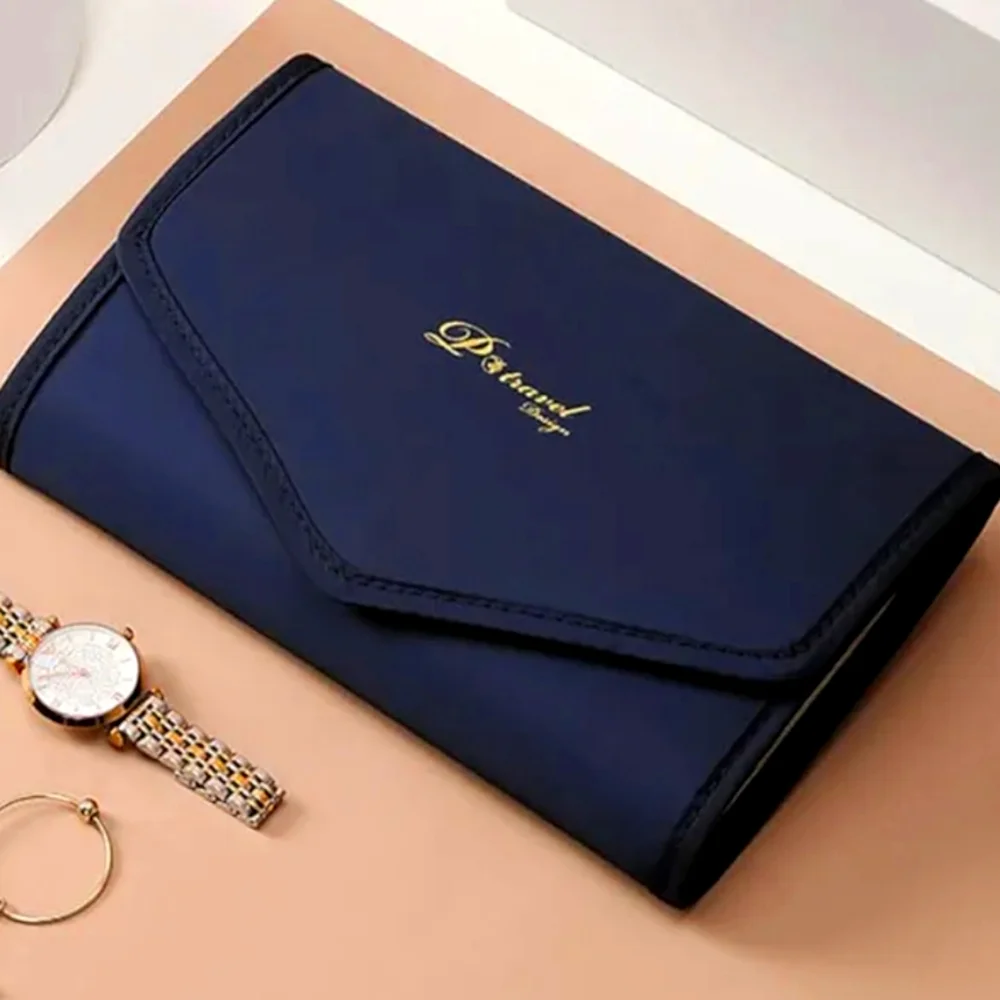 Travel Jewelry Organizer Bag, Foldable Jewelry Roll for Earrings, Necklace, Ect - Picture 2 of 5